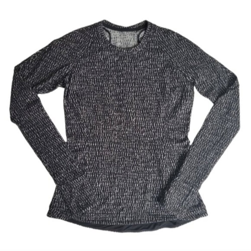 Lululemon Runderful Knotted Jacquard Black White Long Sleeve Top Size 8
